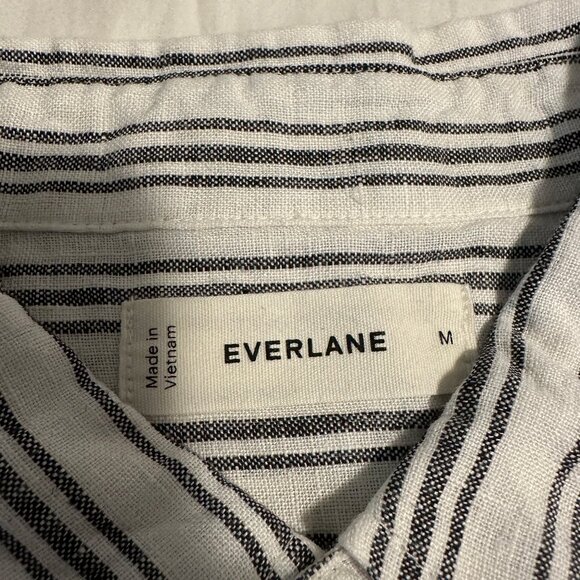 Everlane - The Classic Shirt in Linen - Black/White Stripe - Medium - Picture 3 of 4